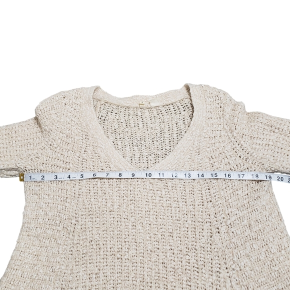 Anthropologie Moth Cotton Wool Alpaca Blend Chunky V-Neck Sweater Sz Medium - Picture 9 of 15